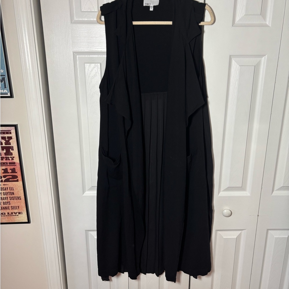 Black Open Front Long Vest- Women’s Plus Plus Size 1X